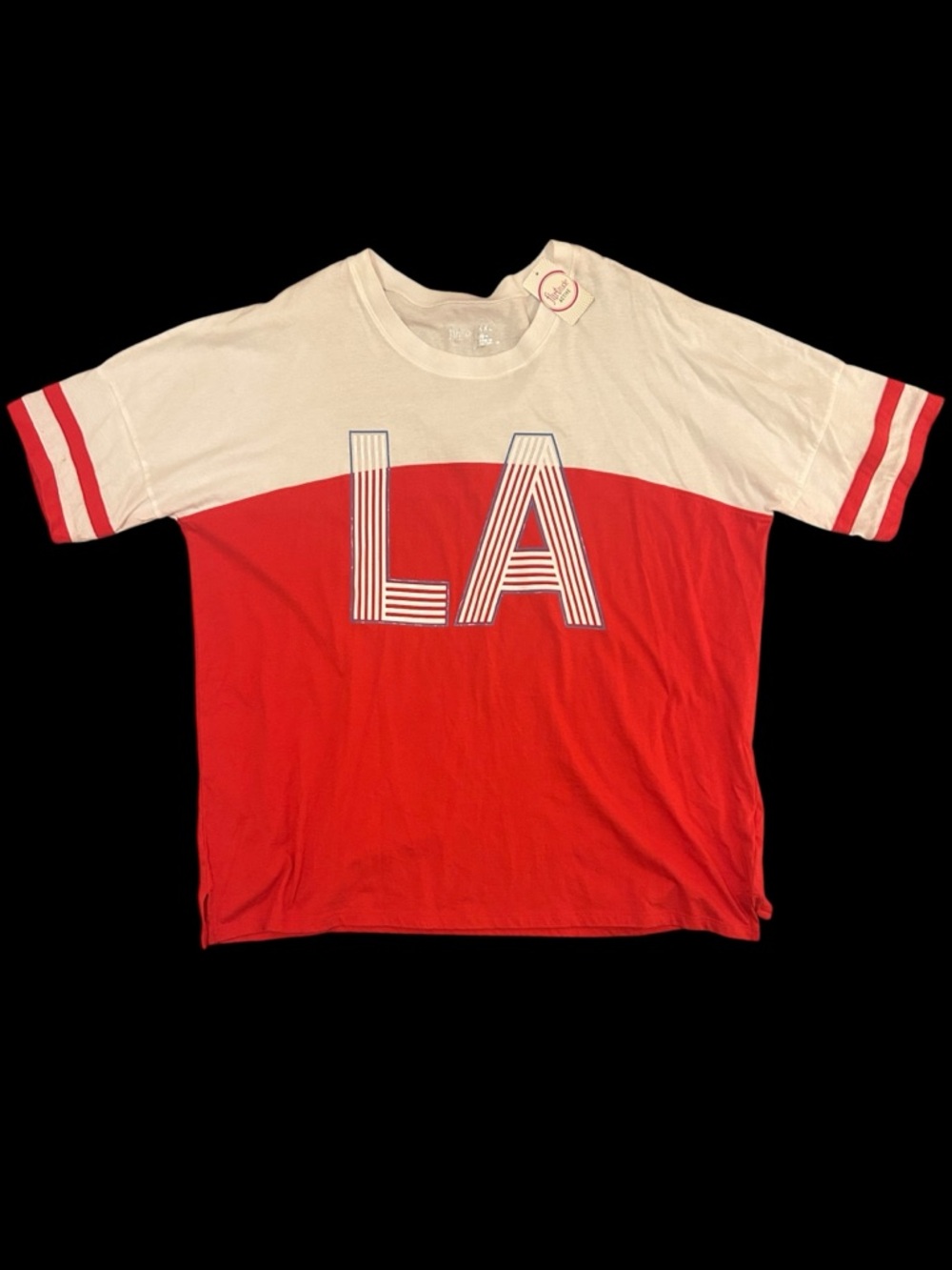 Red and White LA Colorblock Tee